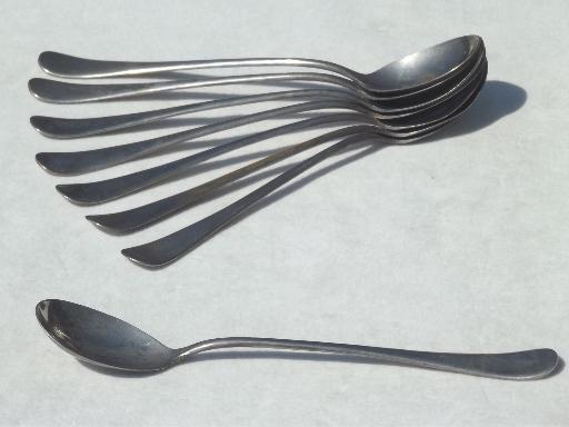 photo of antique art deco iced tea spoons set, coin silver plate over solid brass #4