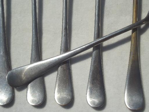 photo of antique art deco iced tea spoons set, coin silver plate over solid brass #5