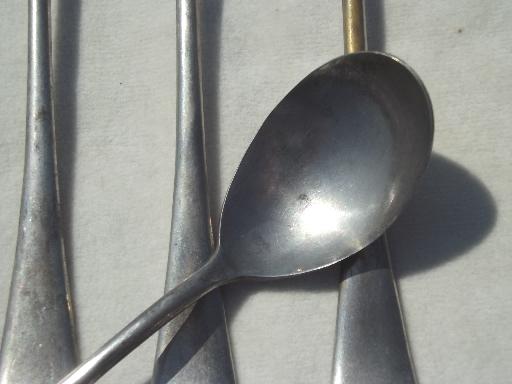 photo of antique art deco iced tea spoons set, coin silver plate over solid brass #6