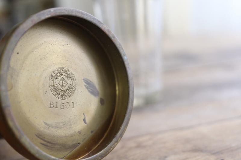 photo of antique art nouveau Pairpoint pierced bronze or copper vase w/ glass insert #3