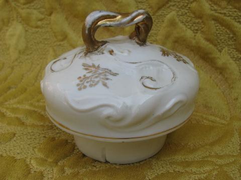 photo of antique art nouveau porcelain coffee/chocolate pot, Limoges iris w/gold #4