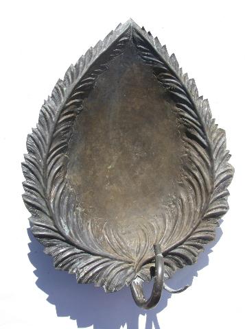 photo of antique art nouveau vintage brass or bronze leaf wall sconce reflector #1