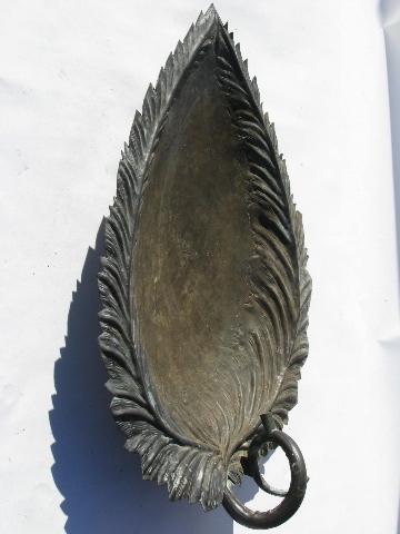 photo of antique art nouveau vintage brass or bronze leaf wall sconce reflector #2