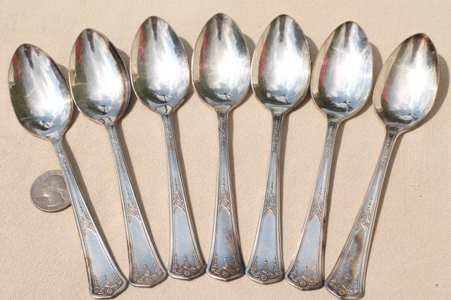 photo of antique art nouveau vintage silverplate tea spoons, plated w/ pure silver #1