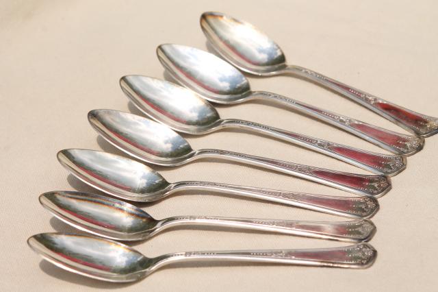 photo of antique art nouveau vintage silverplate tea spoons, plated w/ pure silver #2