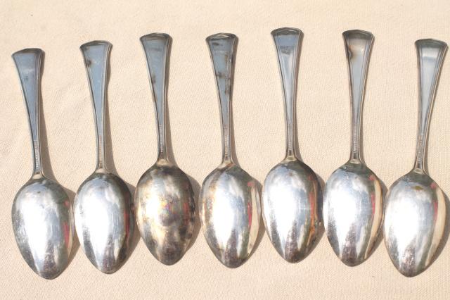 photo of antique art nouveau vintage silverplate tea spoons, plated w/ pure silver #5