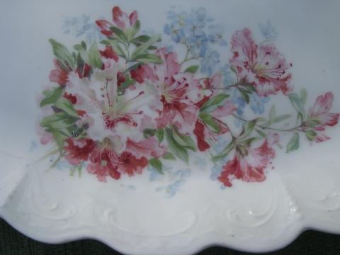 photo of antique azalea lily floral china covered bowl and plate, vintage Germany? #2