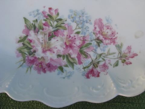 photo of antique azalea lily floral china serving pieces lot, vintage Germany? #4