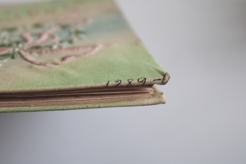 photo of antique baby book for child born 1912, vintage hand embroidered silk cover album  #2