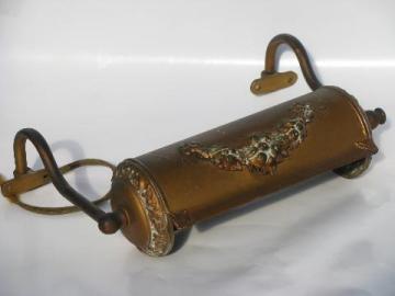 catalog photo of antique bed headboard lamp, vintage electric reading light w/ canister shade