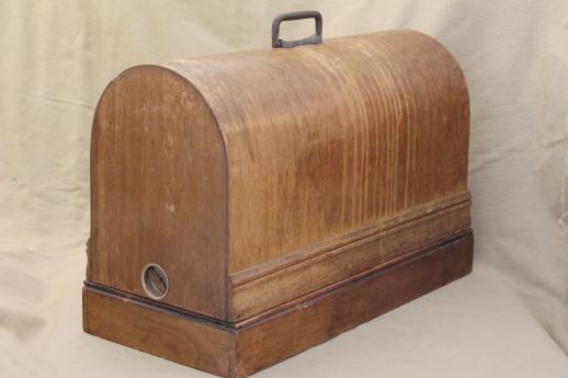 photo of antique bentwood wood sewing machine cover / case for early 1900s vintage sewing machine #1