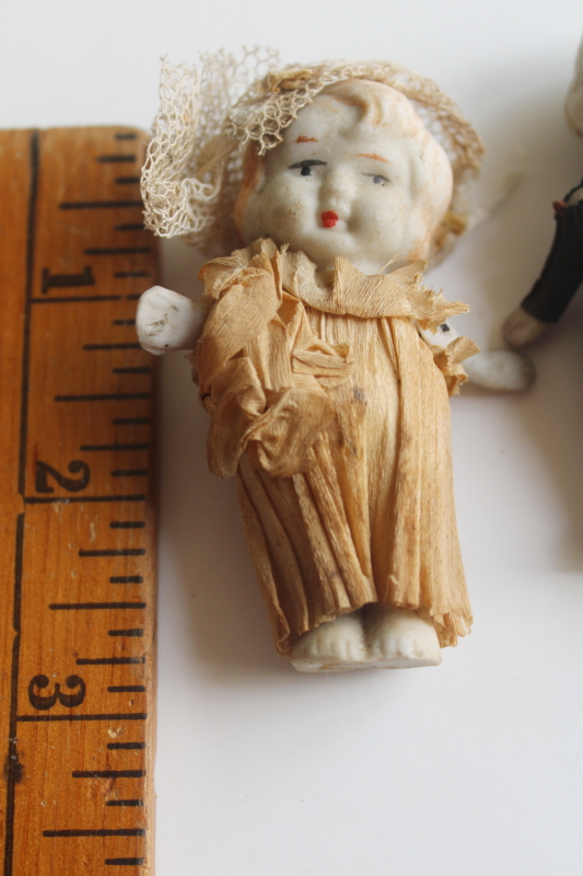 photo of antique bisque china dolls frozen charlotte miniature bride & groom 1920s vintage  #2