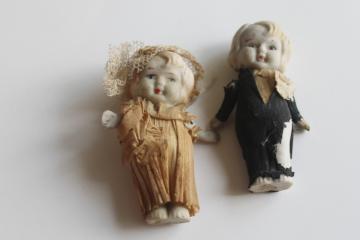 antique bisque china dolls frozen charlotte miniature bride & groom 1920s vintage 