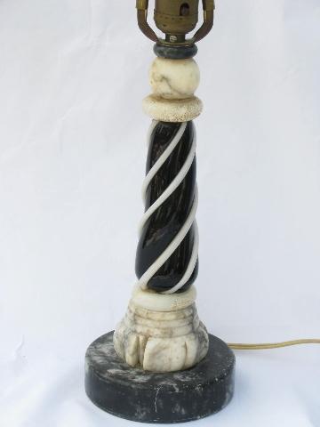 photo of antique black & white Italian marble Murano glass lamp, vintage Italy #1