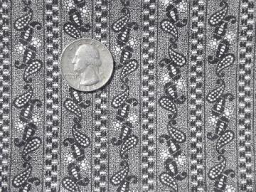 catalog photo of antique black & white calico print cotton fabric, early 1900s vintage material