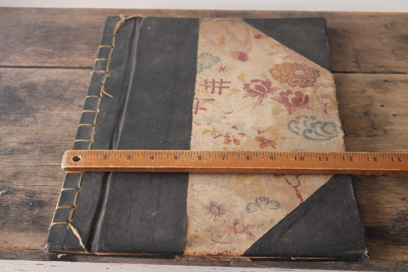 photo of antique blank scrap book vintage 1922, floral print fabric hand made bound journal #2