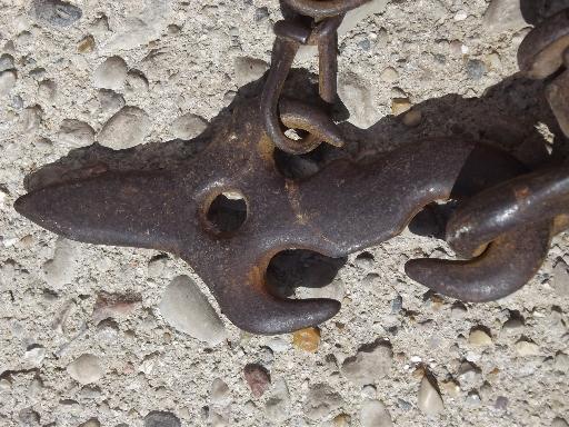 photo of antique block & tackle with cast iron double pulley, rope & pulley barn hoist #5