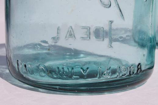 photo of antique  blue Ball mason jar, half dozen vintage  Ball Ideal Mason storage jars #9