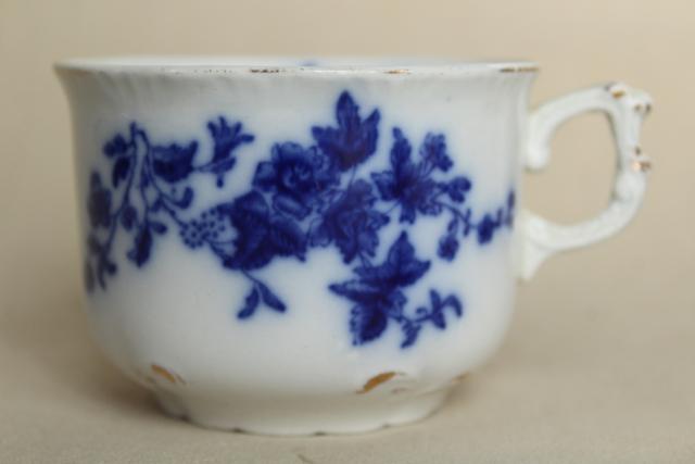 photo of antique blue & white china mug cups,       late 1800s early 1900s vintage aesthetic design #5