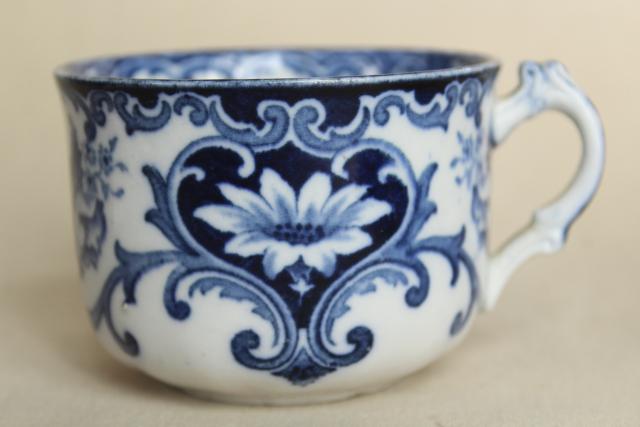 photo of antique blue & white china mug cups,       late 1800s early 1900s vintage aesthetic design #6