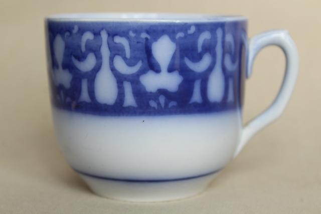 photo of antique blue & white china mug cups,       late 1800s early 1900s vintage aesthetic design #7