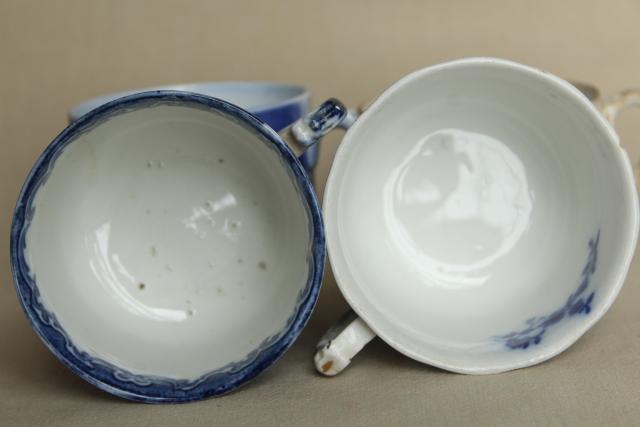 photo of antique blue & white china mug cups,       late 1800s early 1900s vintage aesthetic design #8