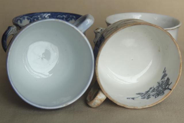 photo of antique blue & white china mug cups,       late 1800s early 1900s vintage aesthetic design #10
