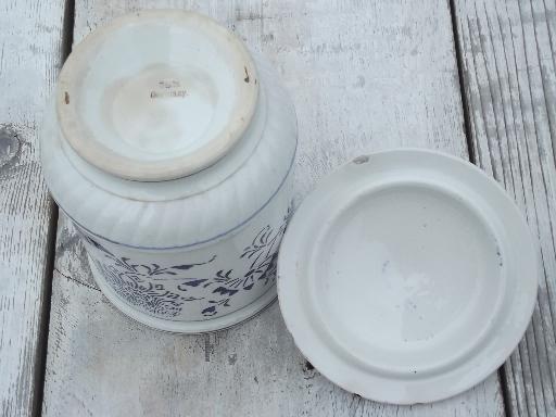 photo of antique blue and white china pantry jar canister for Prunes, vintage Germany #4