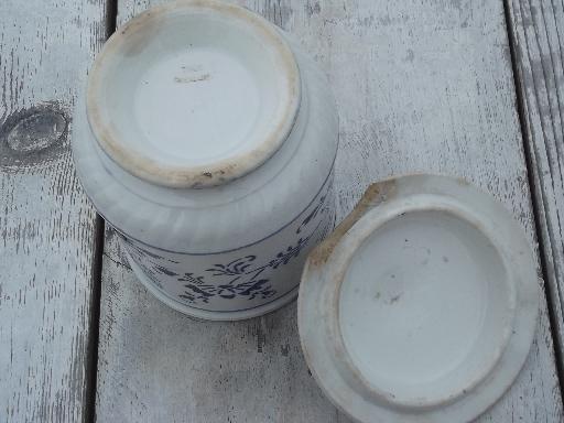 photo of antique blue and white china pantry jar canister for Tapioca, vintage Germany #4