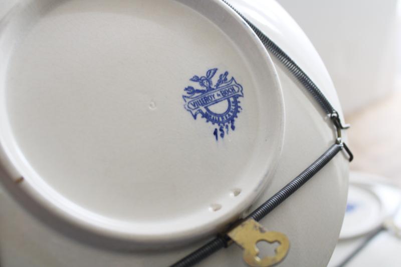 photo of antique blue & white plates, Villeroy & Boch Wallerfangen faience pottery sailing ships #5