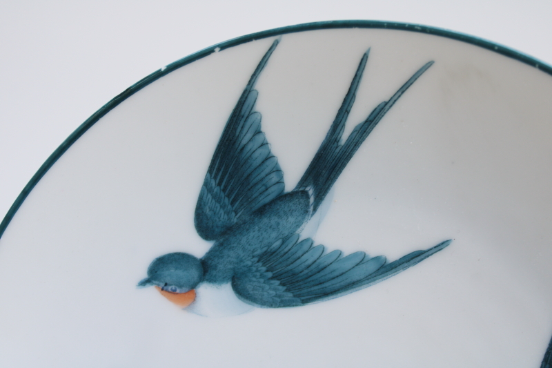 photo of antique bluebird china plate, large bluebirds studio hand painted porcelain early 1900s vintage Bavaria  #2