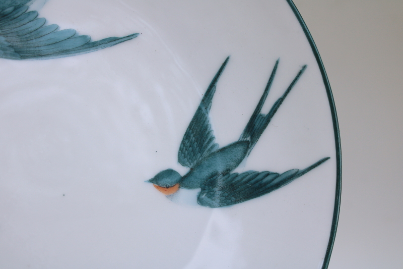 photo of antique bluebird china plate, large bluebirds studio hand painted porcelain early 1900s vintage Bavaria  #3