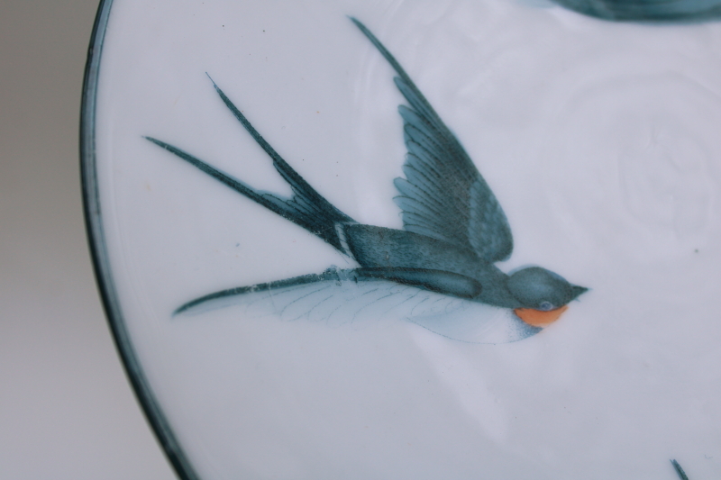 photo of antique bluebird china plate, large bluebirds studio hand painted porcelain early 1900s vintage Bavaria  #5