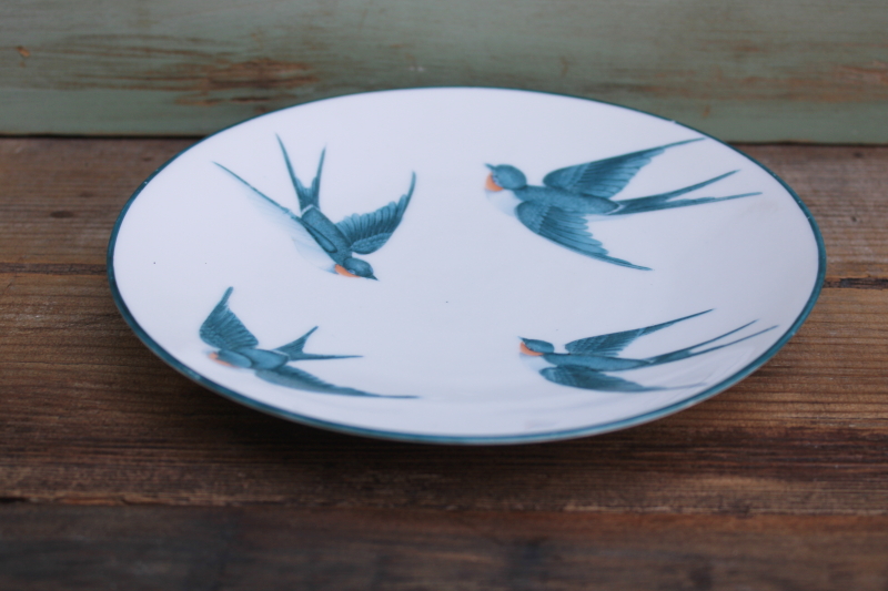 photo of antique bluebird china plate, large bluebirds studio hand painted porcelain early 1900s vintage Bavaria  #9