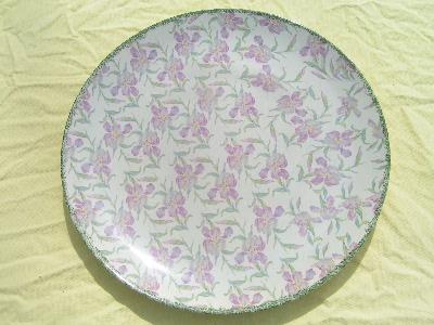 photo of antique bone china charger plate, iris chintz #1