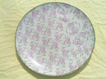 catalog photo of antique bone china charger plate, iris chintz