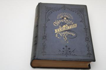 catalog photo of antique book 1876 Centennial Exhibition worlds fair in Philadelphia, arts & technology engravings