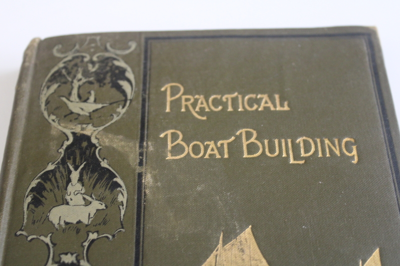 photo of antique book Boat Building for Amateurs dated 1902, gold embossed green cloth cover sailboats  #2