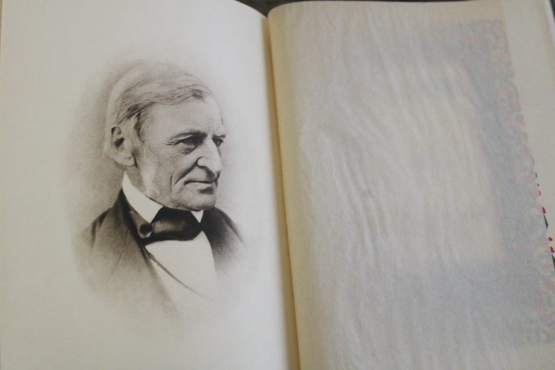 photo of antique book Compensation Ralph Waldo Emerson embossed gold cover floral bleeding hearts  #3