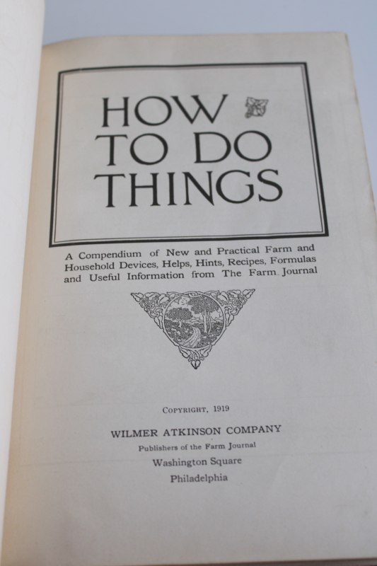 photo of antique book Farm Journal How To Do Things dated 1919, farming & home hints helps recipes  #4