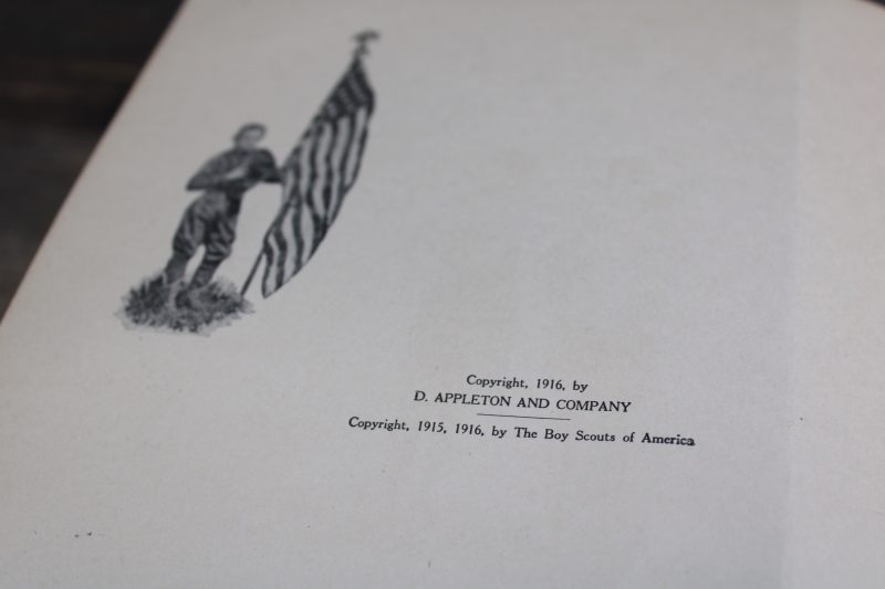 photo of antique book The Boy Scout's Year Book 1916, vintage uniform cover art, scout knowledge & creed #8