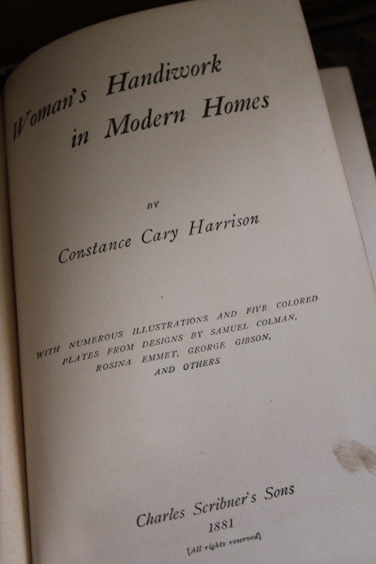 photo of antique book home decoration art, Womans Handiwork in Modern Homes w/ Louis Comfort Tiffany plates #2