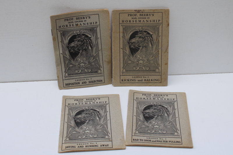 photo of antique books horse training & care, Prof Beery Mail Course in Horsemanship early 1900s vintage #1