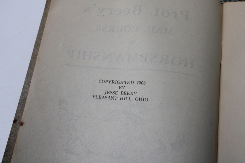 photo of antique books horse training & care, Prof Beery Mail Course in Horsemanship early 1900s vintage  #4