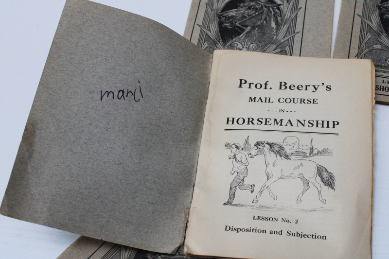 photo of antique books horse training & care, Prof Beery Mail Course in Horsemanship early 1900s vintage  #6