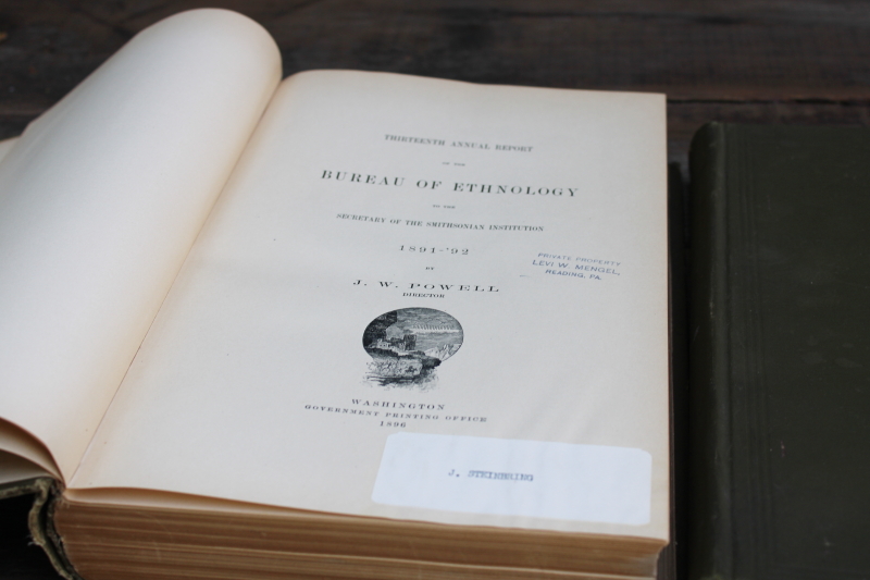 photo of antique books large volumes from Bureau of American Ethnology articles on native cultures  #12