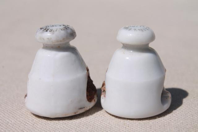 photo of antique bottle stoppers, printed ironstone china stopper for vintage pharmacy drug medicine bottles #4