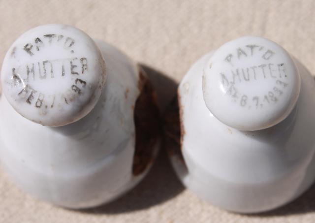 photo of antique bottle stoppers, printed ironstone china stopper for vintage pharmacy drug medicine bottles #6