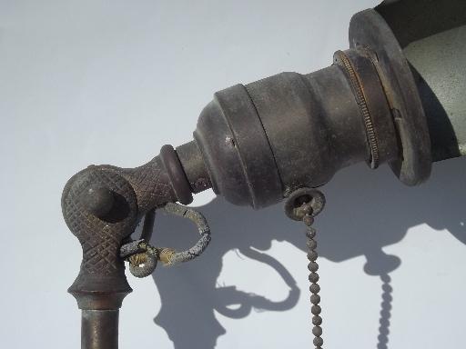 photo of antique brass adjustable work light w/ helmet shade, O C White vintage #7