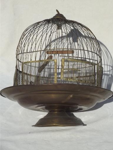 photo of antique brass beehive birdcage w/ table stand, Victorian vintage bird cage  #3